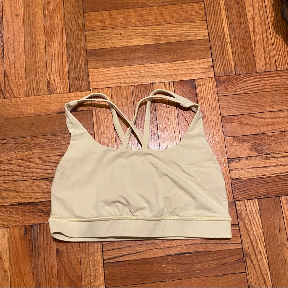 Yellow Lululemon cross-back sports bra